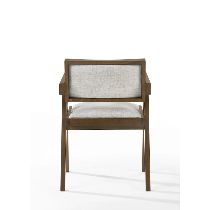 Chaise de salle à manger en noyer et tissu beige, lot de 2