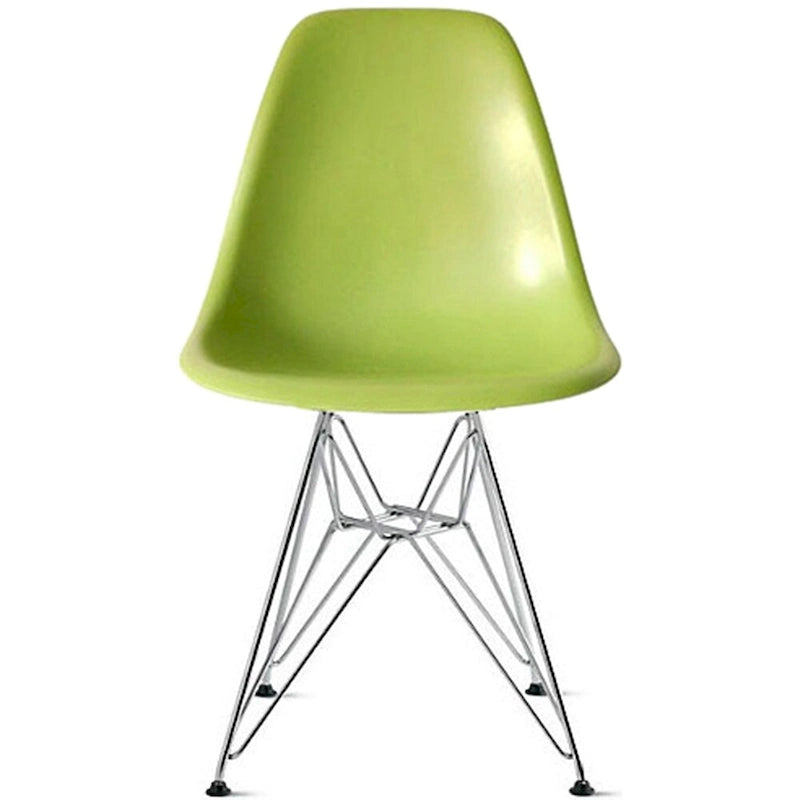 Chaise d'appoint verte à coque moulée, pieds chromés, style rétro, 1 place