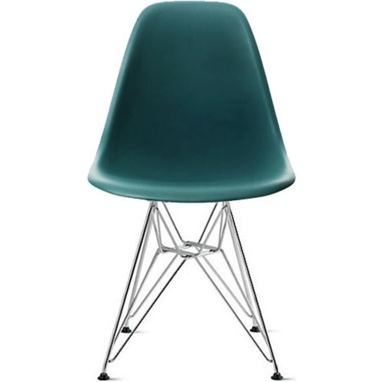 Chaise d'appoint verte à coque moulée, pieds chromés, style rétro, 1 place