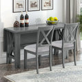 Ensemble de salle à manger pliable gris/expresso, 6 places – Table et 4 chaises avec banc