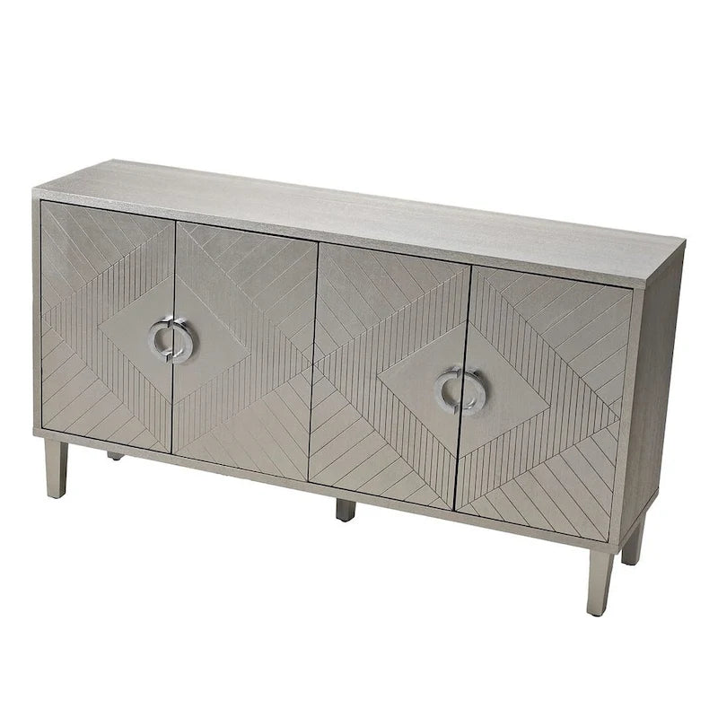Armoire de rangement à 4 portes bleu marine/champagne, simple