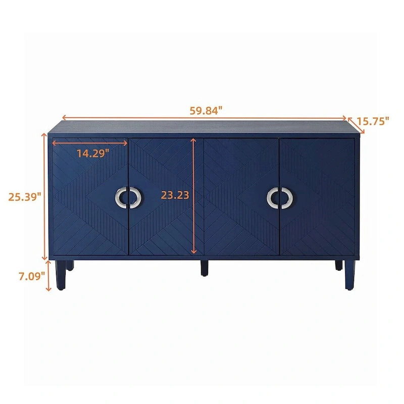 Armoire de rangement à 4 portes bleu marine/champagne, simple