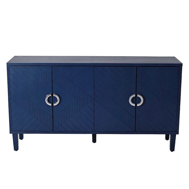 Armoire de rangement à 4 portes bleu marine/champagne, simple