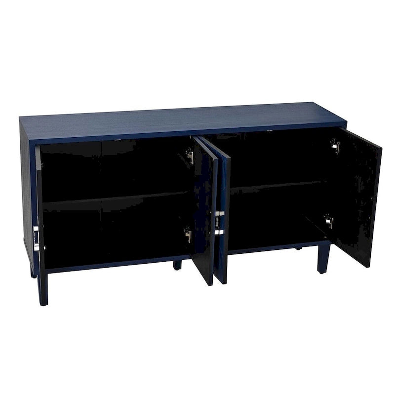 Armoire de rangement à 4 portes bleu marine/champagne, simple