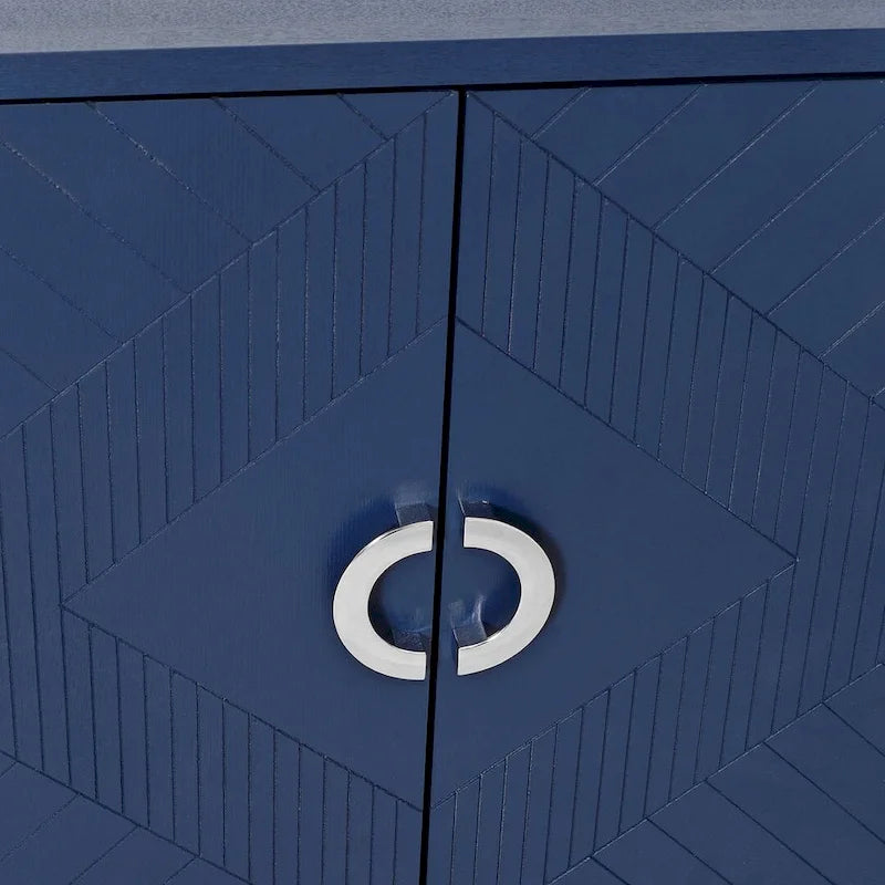 Armoire de rangement à 4 portes bleu marine/champagne, simple