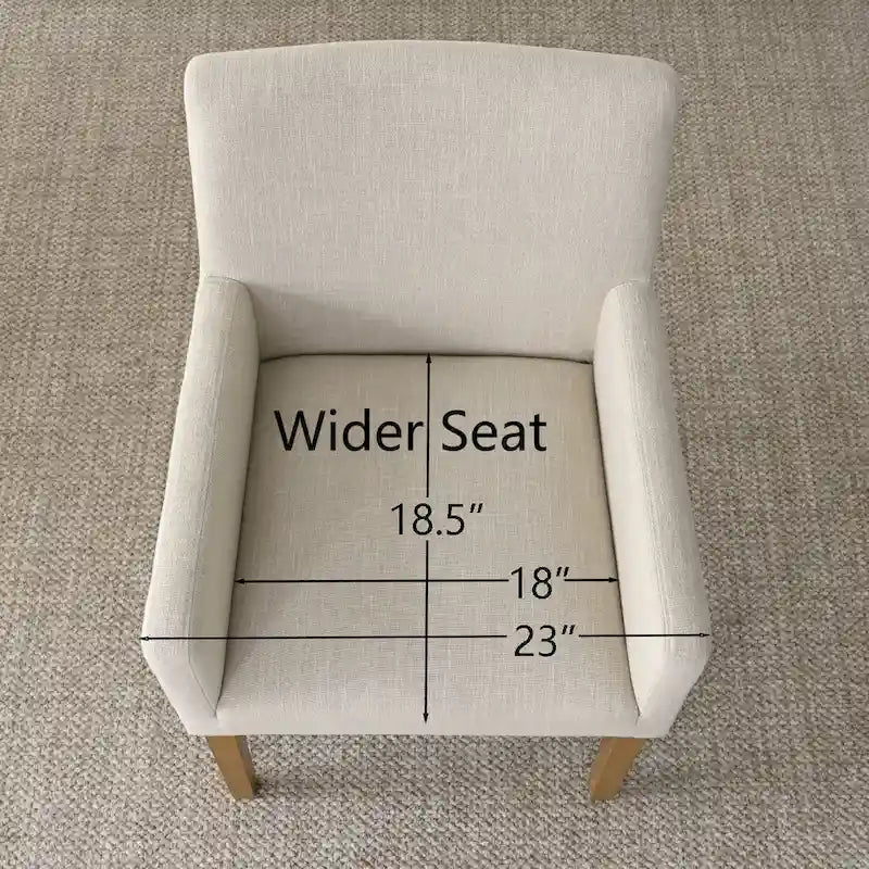 Fauteuil Parsons en mélange lin crème/beige/noir avec accoudoirs, lot de 2