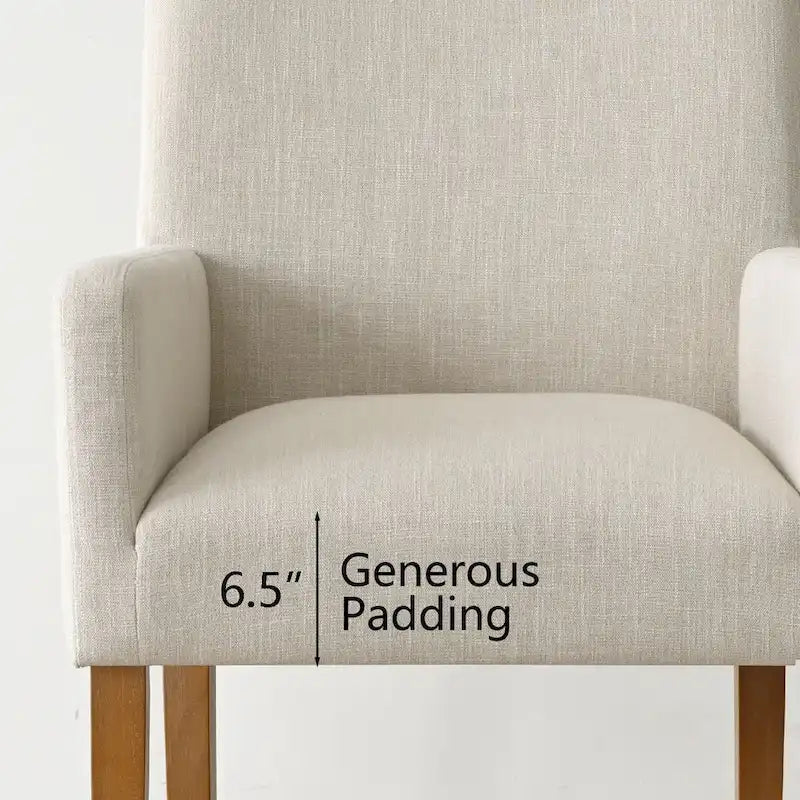 Fauteuil Parsons en mélange lin crème/beige/noir avec accoudoirs, lot de 2