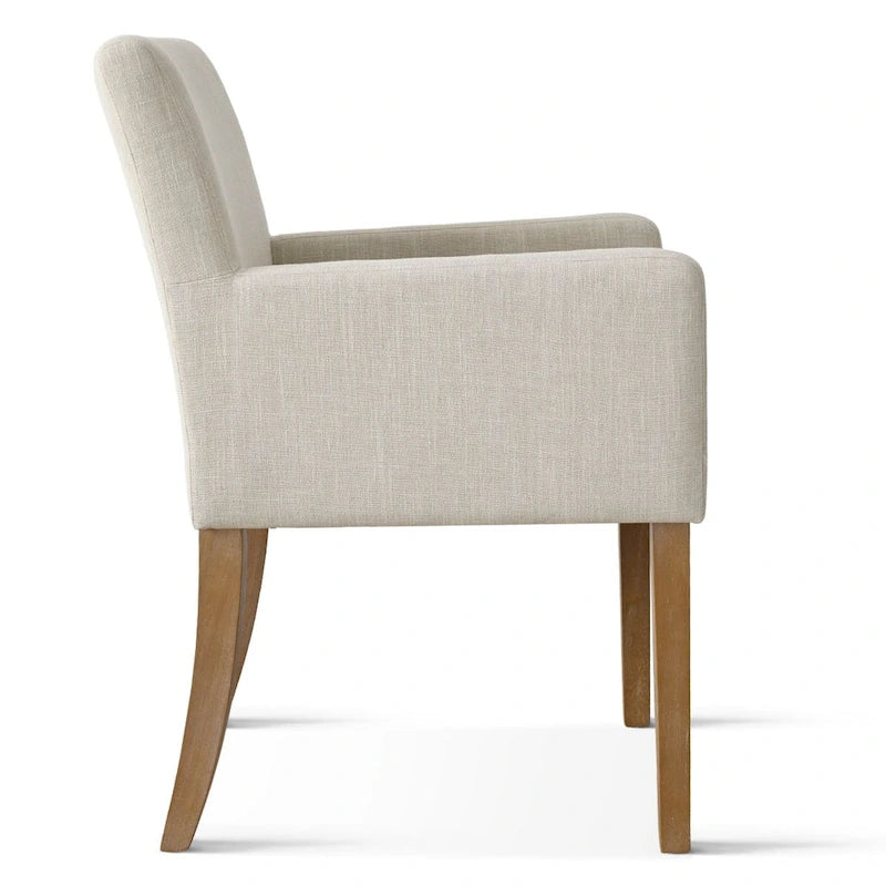 Fauteuil Parsons en mélange lin crème/beige/noir avec accoudoirs, lot de 2