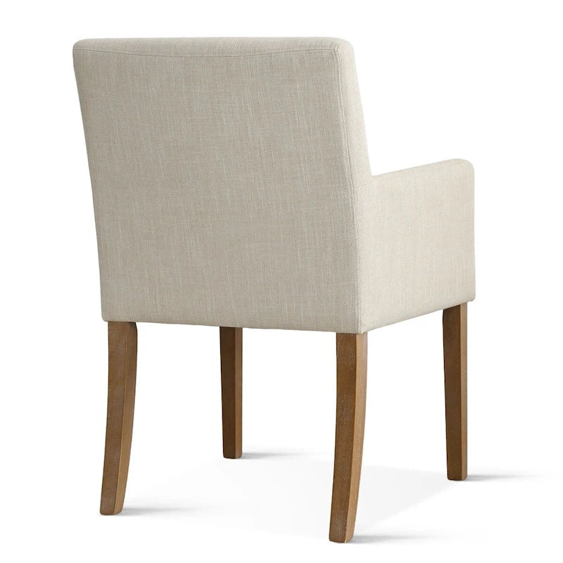 Fauteuil Parsons en mélange lin crème/beige/noir avec accoudoirs, lot de 2