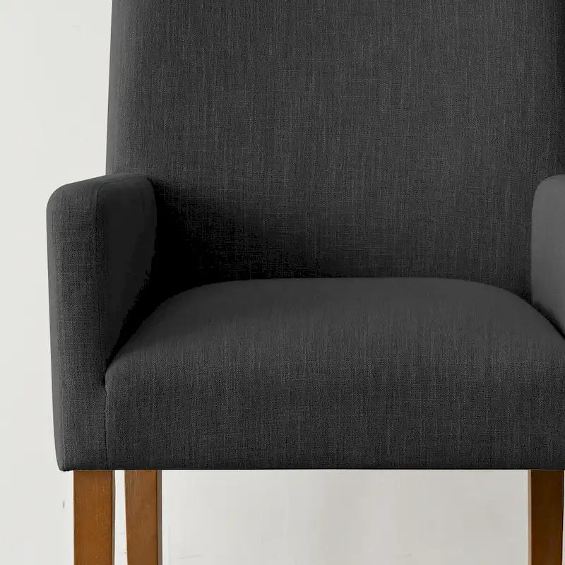 Fauteuil Parsons en mélange lin crème/beige/noir avec accoudoirs, lot de 2