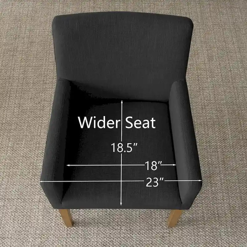 Fauteuil Parsons en mélange lin crème/beige/noir avec accoudoirs, lot de 2