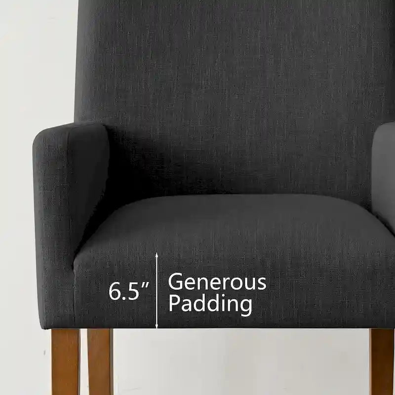 Fauteuil Parsons en mélange lin crème/beige/noir avec accoudoirs, lot de 2