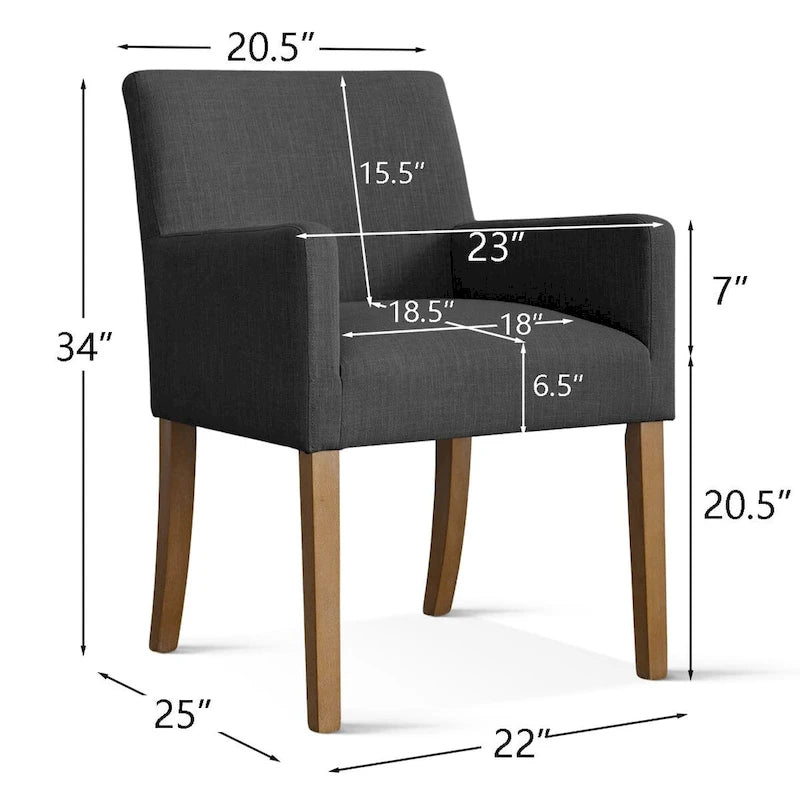Fauteuil Parsons en mélange lin crème/beige/noir avec accoudoirs, lot de 2