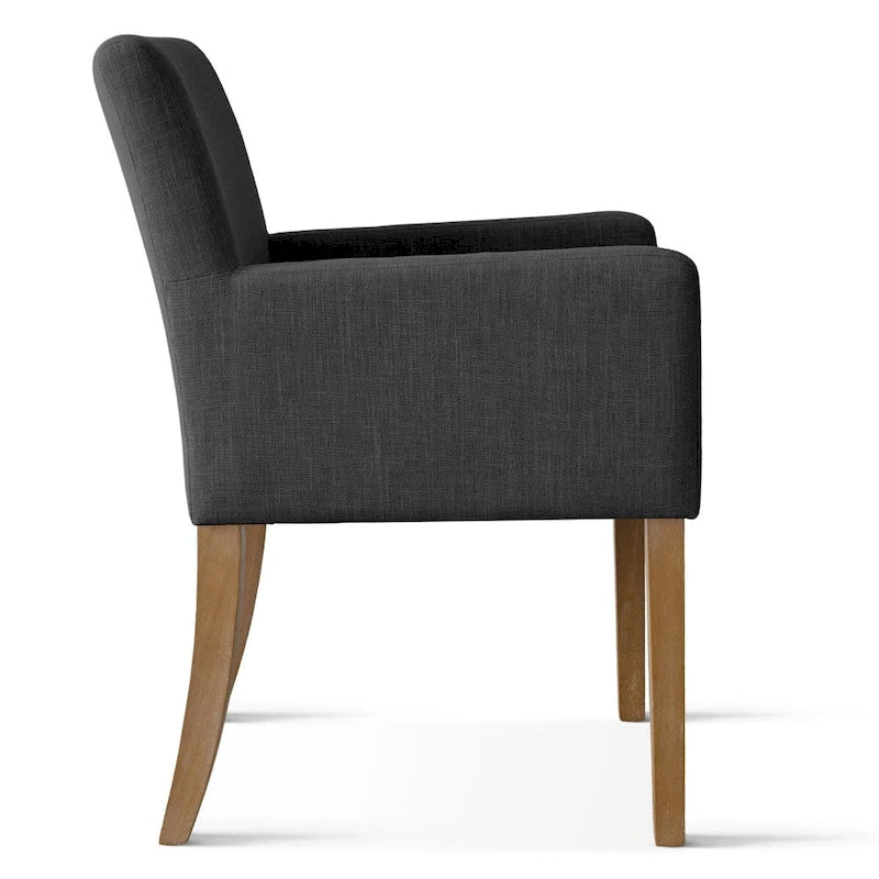 Fauteuil Parsons en mélange lin crème/beige/noir avec accoudoirs, lot de 2