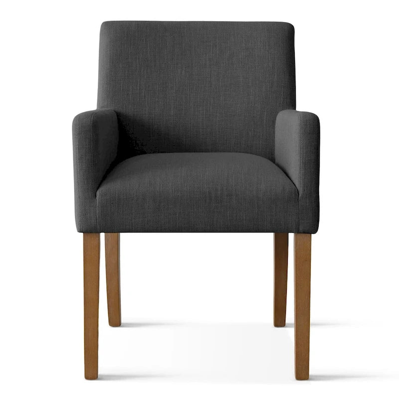 Fauteuil Parsons en mélange lin crème/beige/noir avec accoudoirs, lot de 2