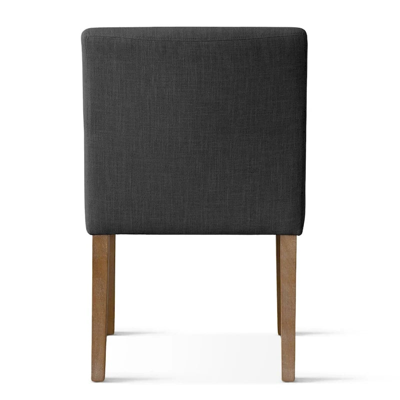 Fauteuil Parsons en mélange lin crème/beige/noir avec accoudoirs, lot de 2