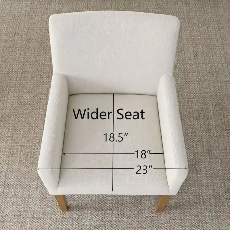 Fauteuil Parsons en mélange lin crème/beige/noir avec accoudoirs, lot de 2