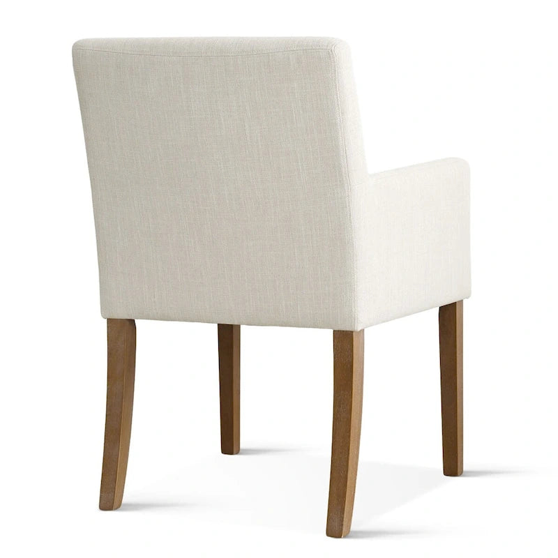 Fauteuil Parsons en mélange lin crème/beige/noir avec accoudoirs, lot de 2