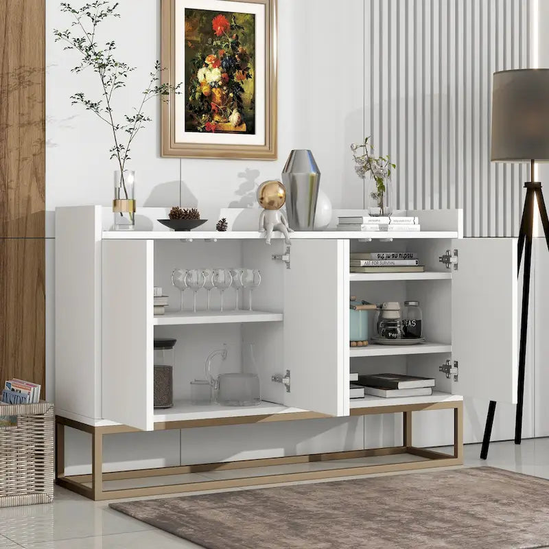 Bahut à 4 portes blanc/bleu/noir, pour 1 personne