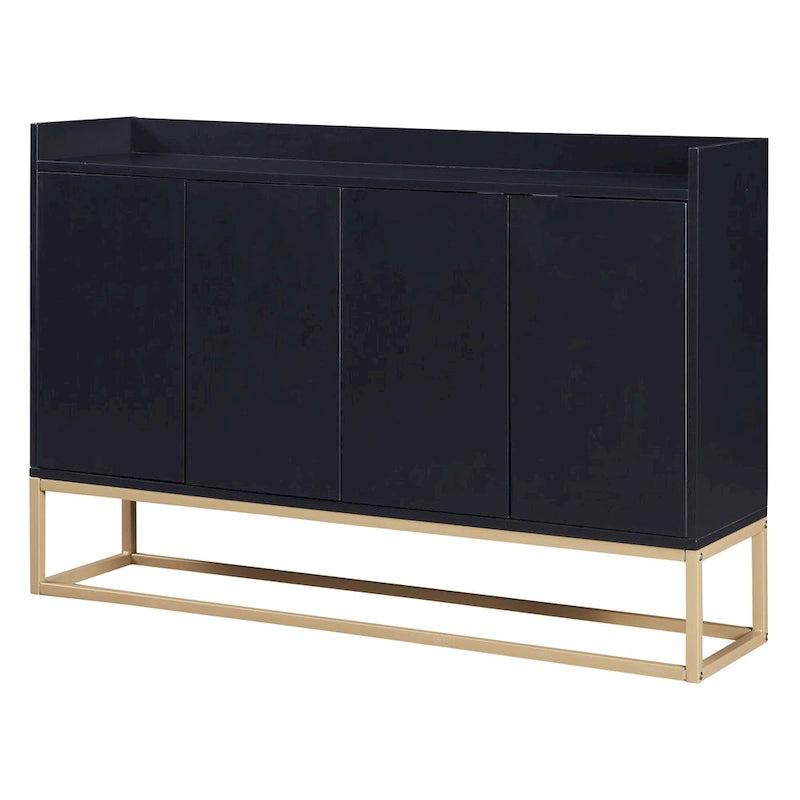 Bahut à 4 portes blanc/bleu/noir, pour 1 personne