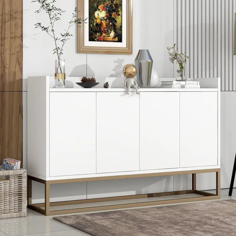 Bahut à 4 portes blanc/bleu/noir, pour 1 personne