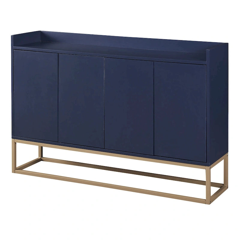 Bahut à 4 portes blanc/bleu/noir, pour 1 personne