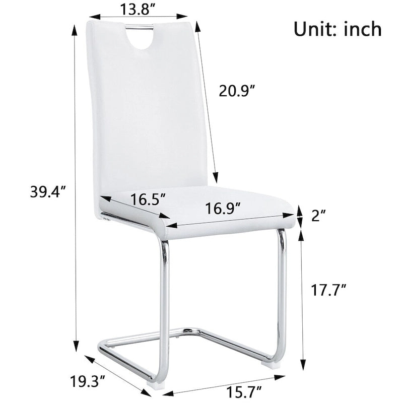 Chaises de salle à manger en similicuir, base en C chromée, lot de 4 (noir/blanc)