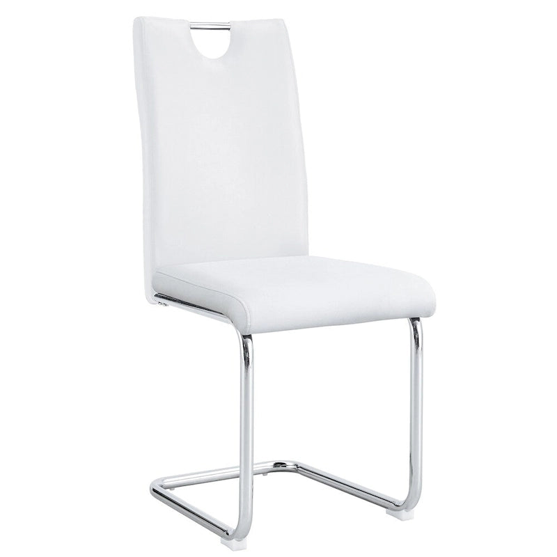 Chaises de salle à manger en similicuir, base en C chromée, lot de 4 (noir/blanc)