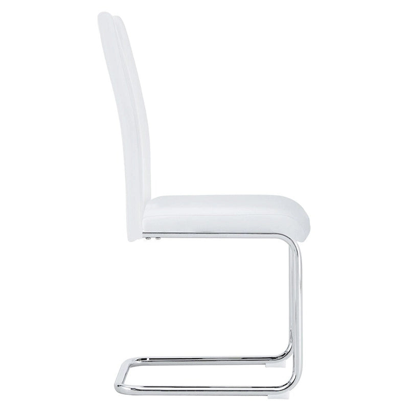 Chaises de salle à manger en similicuir, base en C chromée, lot de 4 (noir/blanc)
