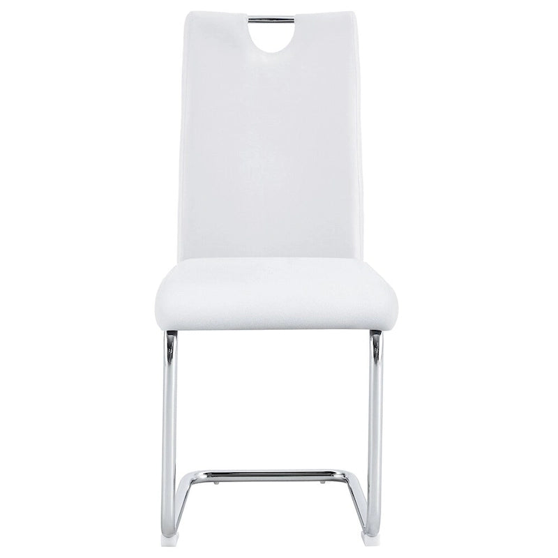 Chaises de salle à manger en similicuir, base en C chromée, lot de 4 (noir/blanc)
