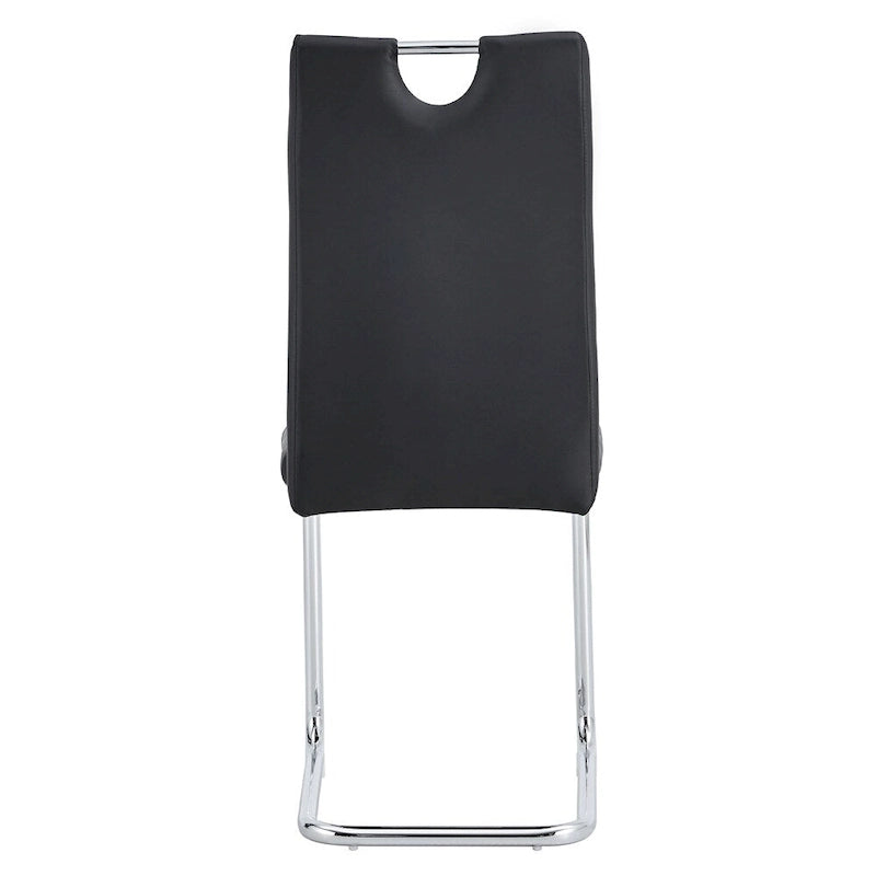 Chaises de salle à manger en similicuir, base en C chromée, lot de 4 (noir/blanc)