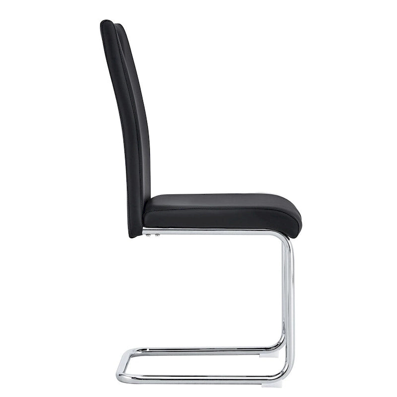 Chaises de salle à manger en similicuir, base en C chromée, lot de 4 (noir/blanc)