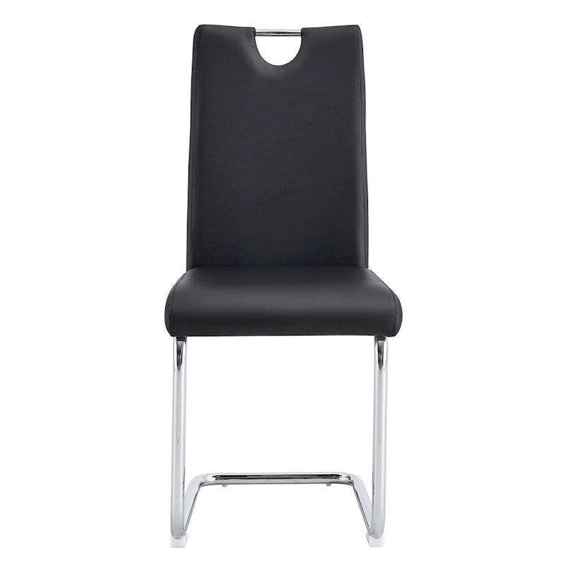 Chaises de salle à manger en similicuir, base en C chromée, lot de 4 (noir/blanc)