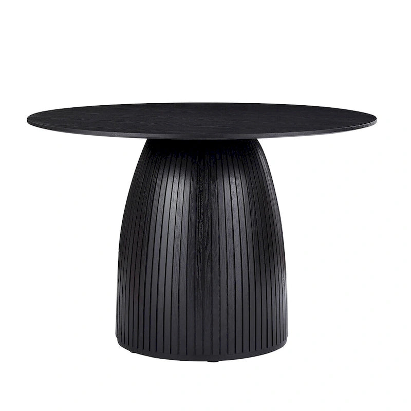 Table à manger ronde, naturel/noyer/noir, plateau en MDF, 4 à 8 places