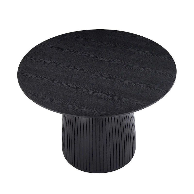 Table à manger ronde, naturel/noyer/noir, plateau en MDF, 4 à 8 places