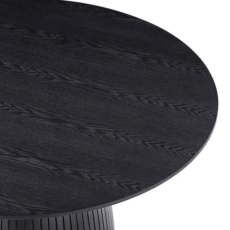 Table à manger ronde, naturel/noyer/noir, plateau en MDF, 4 à 8 places