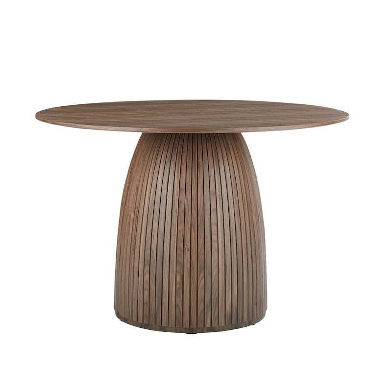 Table à manger ronde, naturel/noyer/noir, plateau en MDF, 4 à 8 places