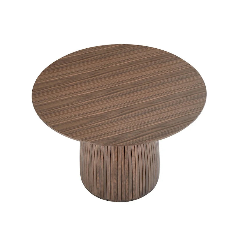 Table à manger ronde, naturel/noyer/noir, plateau en MDF, 4 à 8 places
