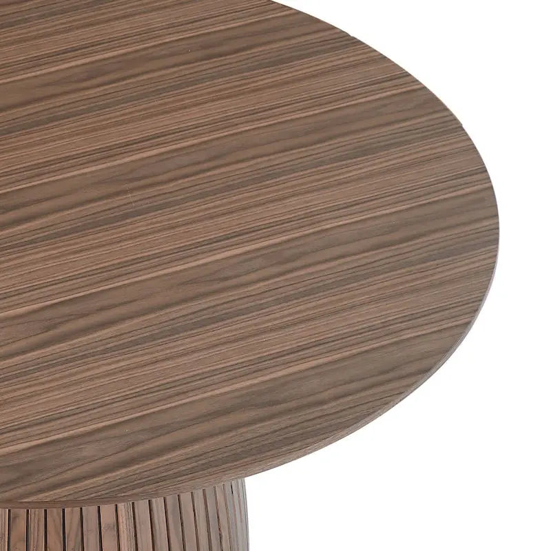 Table à manger ronde, naturel/noyer/noir, plateau en MDF, 4 à 8 places
