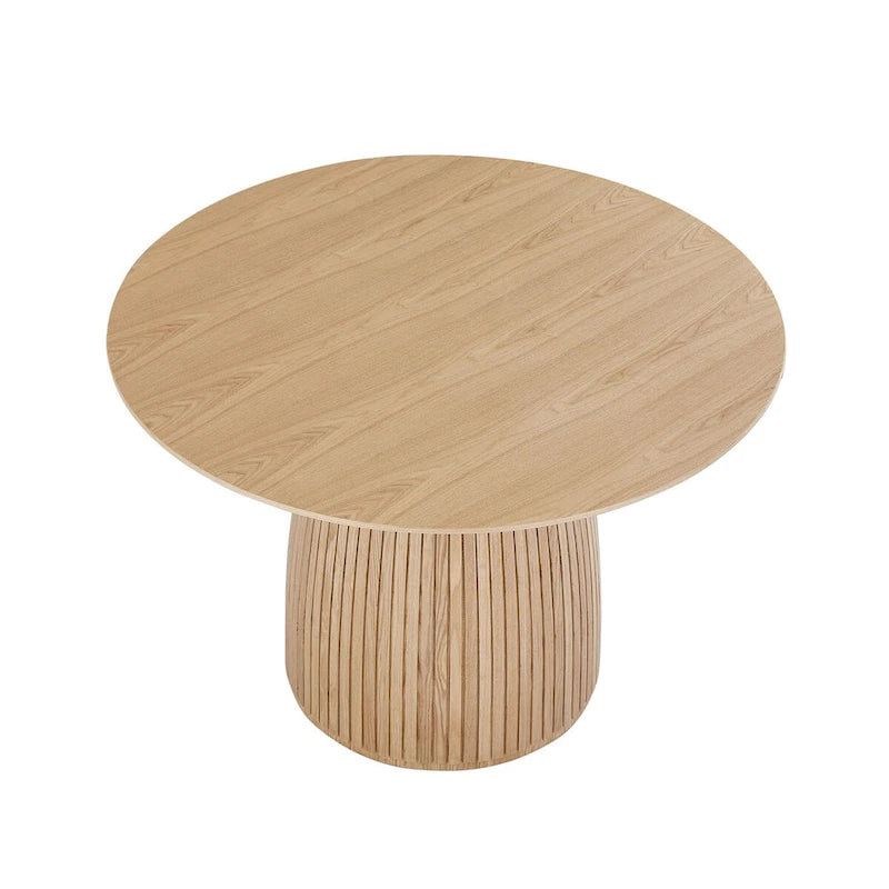 Table à manger ronde, naturel/noyer/noir, plateau en MDF, 4 à 8 places