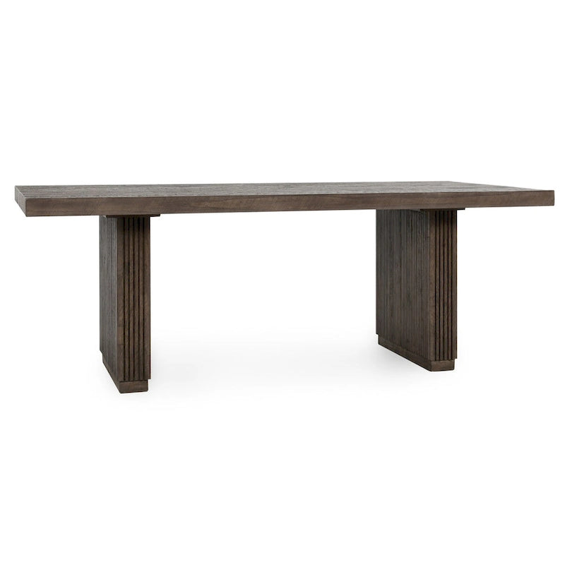 Table à manger rectangulaire en pin recyclé marron, 8 places, style transitionnel