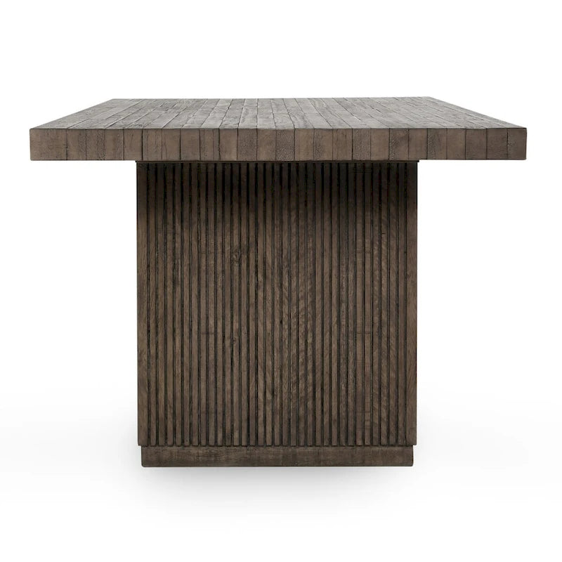 Table à manger rectangulaire en pin recyclé marron, 8 places, style transitionnel
