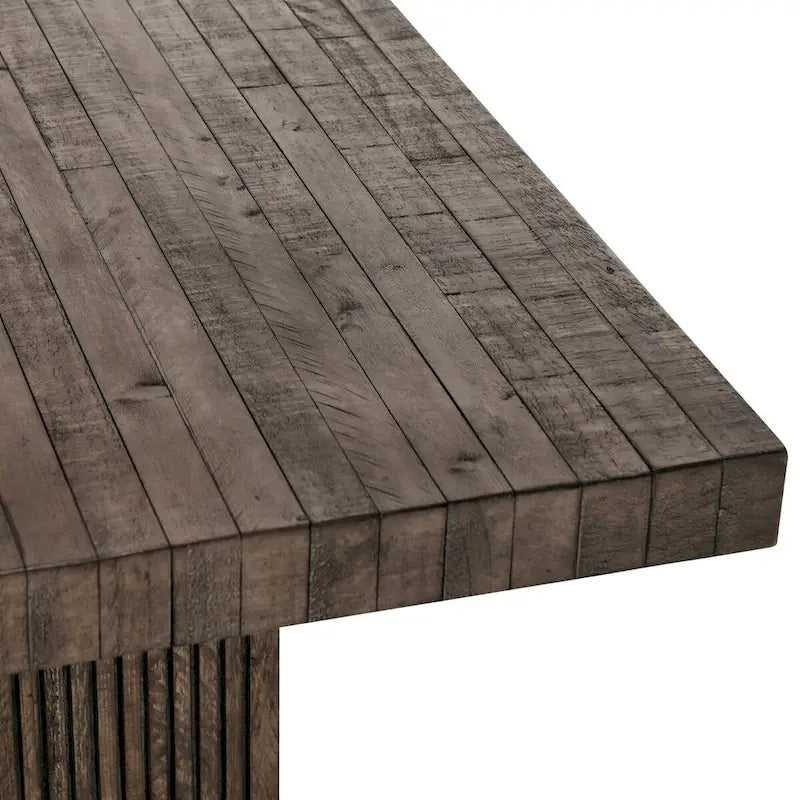 Table à manger rectangulaire en pin recyclé marron, 8 places, style transitionnel