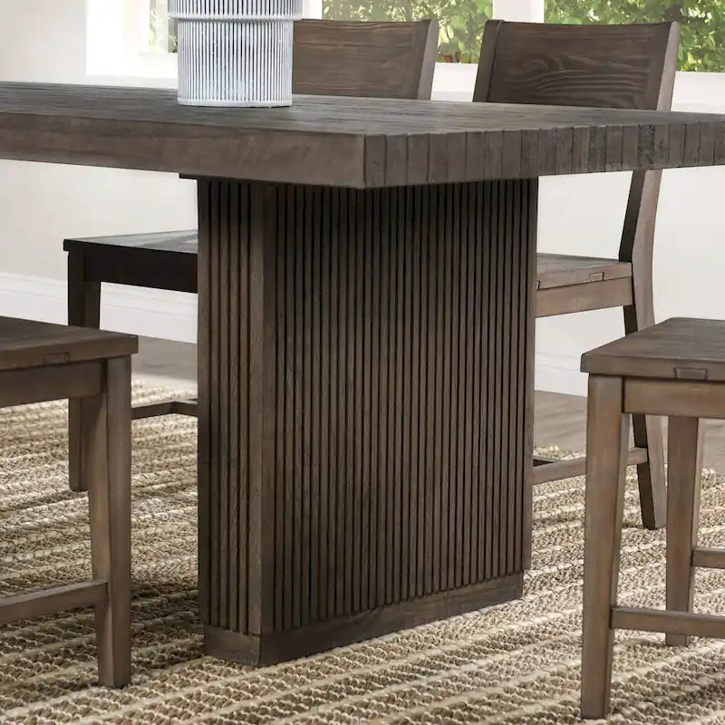 Table à manger rectangulaire en pin recyclé marron, 8 places, style transitionnel