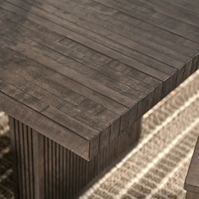 Table à manger rectangulaire en pin recyclé marron, 8 places, style transitionnel