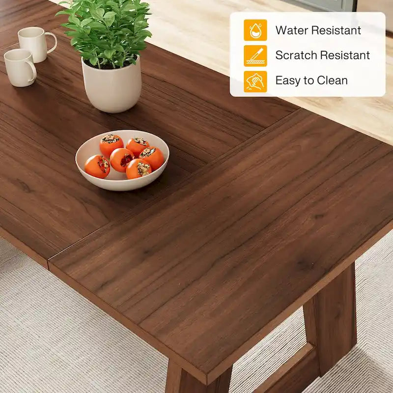 Table de salle à manger rectangulaire de style ferme, marron, 4 à 6 places