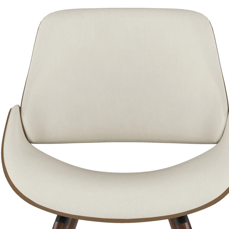 Chaise de salle à manger en similicuir crème et bois courbé, style Mid-Century, siège unique