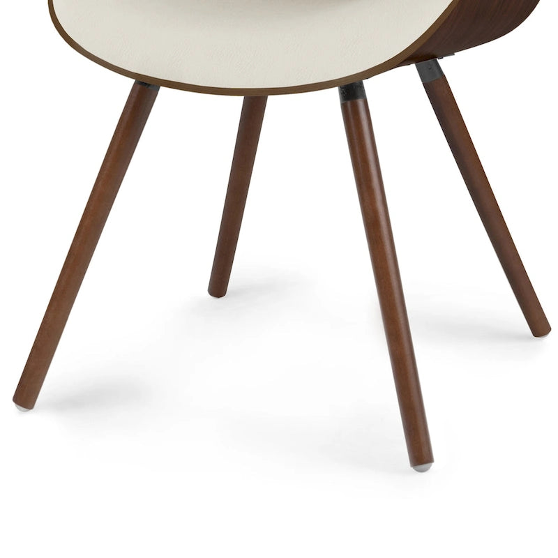 Chaise de salle à manger en similicuir crème et bois courbé, style Mid-Century, siège unique