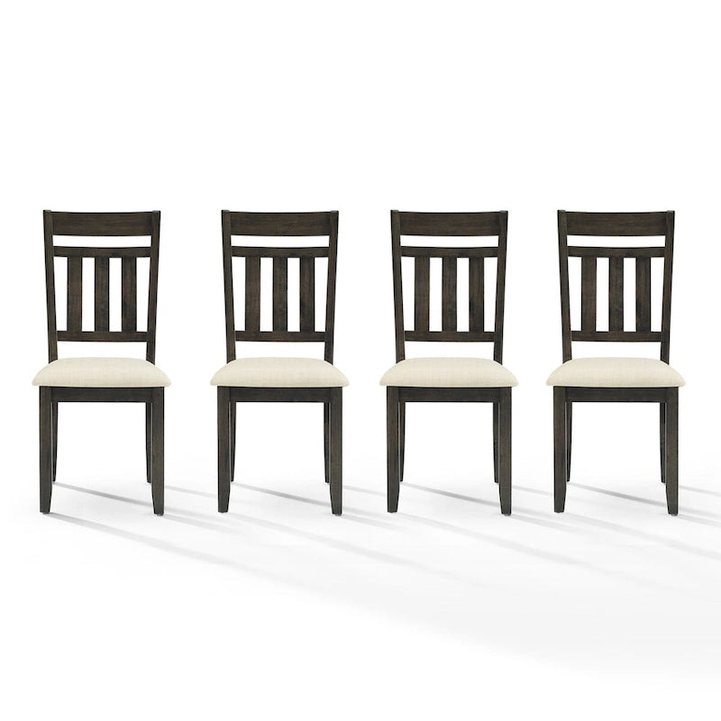 Lot de 4 chaises de salle à manger Slate avec dossier en lattes et assise en lin