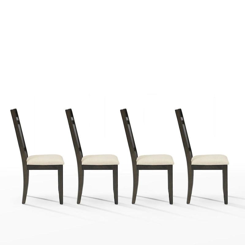 Lot de 4 chaises de salle à manger Slate avec dossier en lattes et assise en lin
